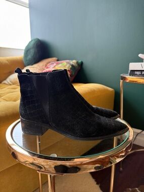 Black Suede Ankle Boots - Classic Chelsea Style